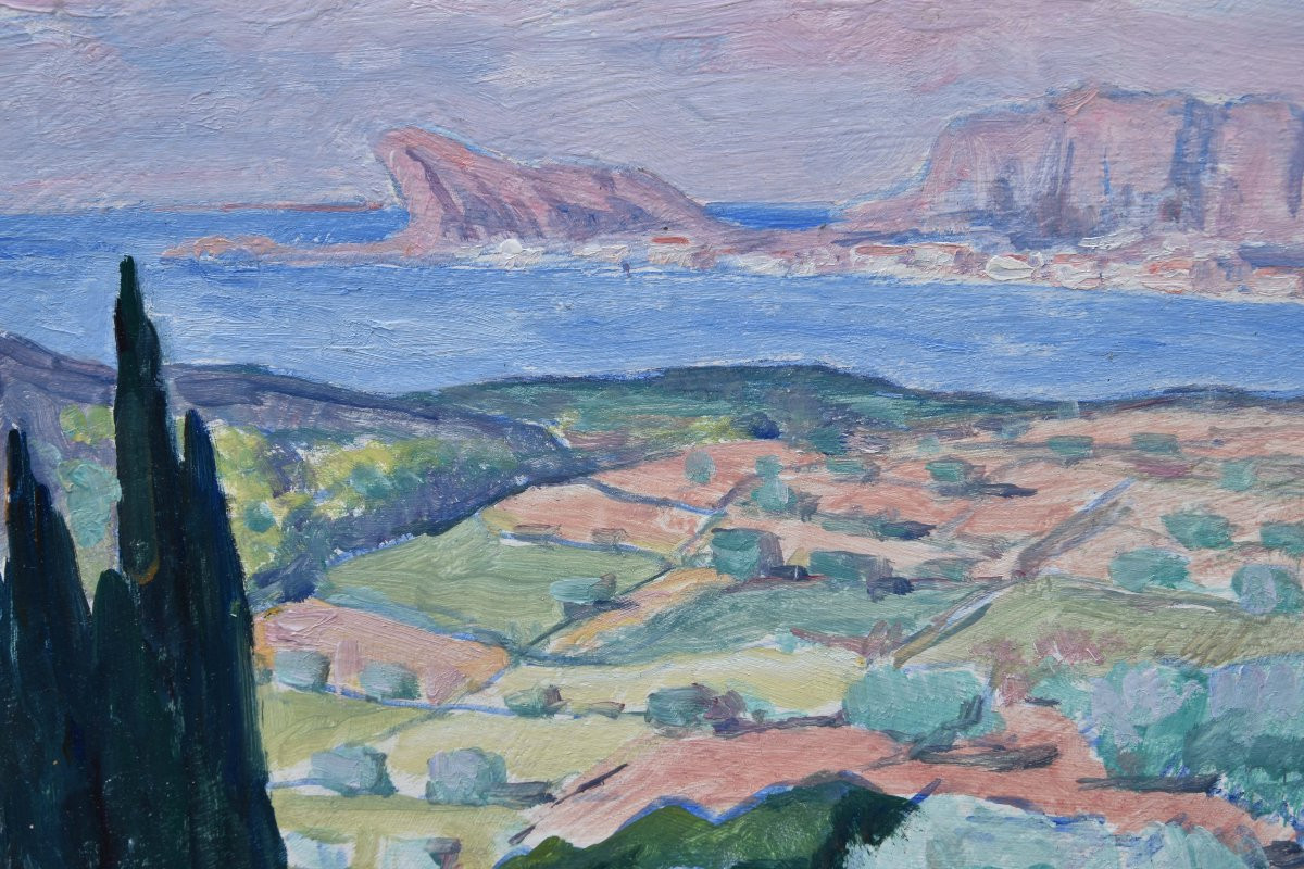 Jean-pierre Julien "the Eagle's Beak At La Ciotat" Oil On Cardboard 64x48-photo-3